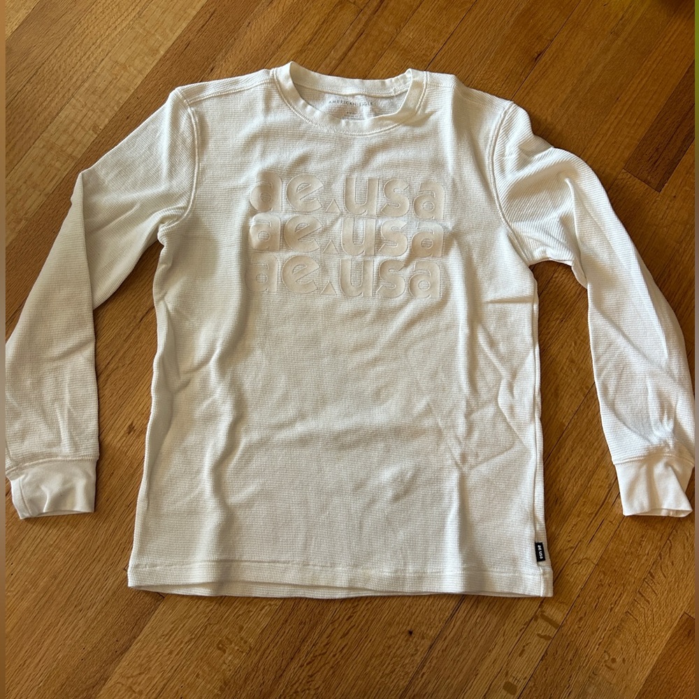 American Eagle Off-White Waffle Knit Top
